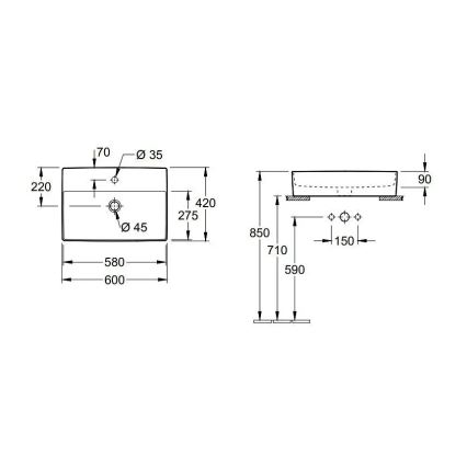 Villeroy & Boch 4A076001 - Накладная раковина MEMENTO 60x42 см, керамика/белая