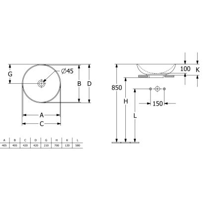 Villeroy & Boch 4A460001 - Накладна раковина LOOP&FRIENDS, діаметр 42 см, кераміка/біла