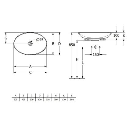 Villeroy & Boch 4A480001 - Накладная раковина на столешницу LOOP&FRIENDS 62x42 см, керамика, белая