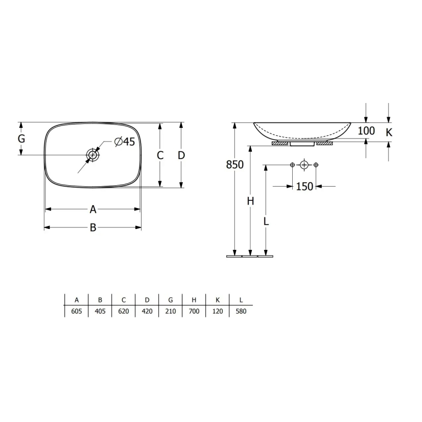 Villeroy & Boch 4A500001 - Накладная раковина LOOP&FRIENDS 62x42 см керамика/белая