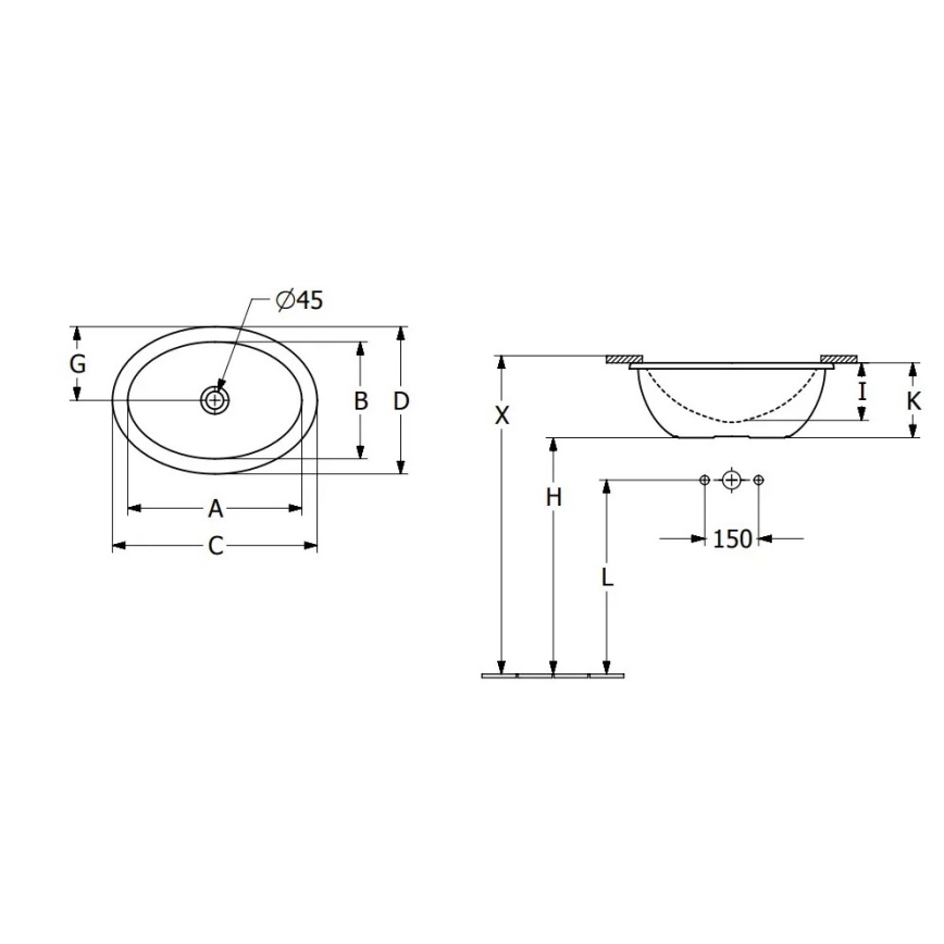 Villeroy & Boch 4A530001 - вбудований умивальник LOOP&FRIENDS 43x29 см кераміка/білий