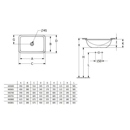 Villeroy & Boch 4A5601R1 - Вбудований умивальник LOOP&FRIENDS 45x28 см кераміка/білий