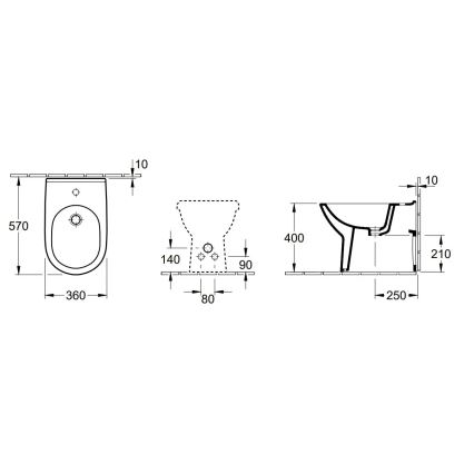 Villeroy & Boch 54610001 - Напольное биде O.NOVO 57x36 см керамика/белая