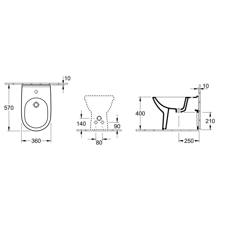 Villeroy & Boch 54610001 - Напольное биде O.NOVO 57x36 см керамика/белая