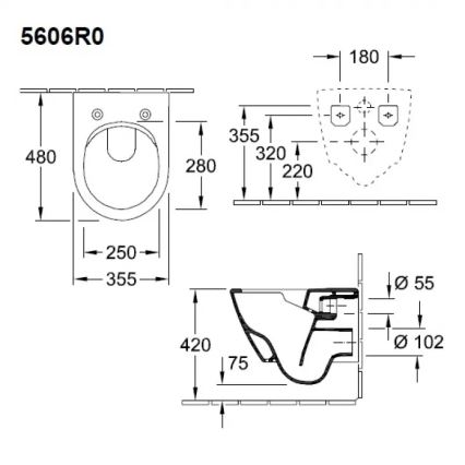 Villeroy & Boch 5606R0R1 - Подвесной унитаз SUBWAY 2.0 керамика/белый