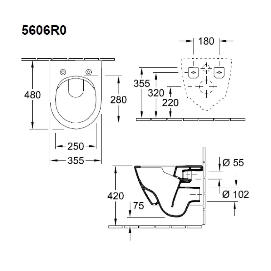 Villeroy & Boch 5606R0R1 - Подвесной унитаз SUBWAY 2.0 керамика/белый