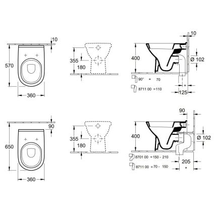 Villeroy & Boch 56571001 - Напольный унитаз O.NOVO керамика/белый