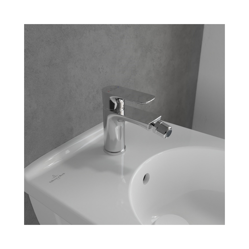 Villeroy & Boch TVB10420111061 - Смеситель для биде O.NOVO + донный клапан, полированный хром