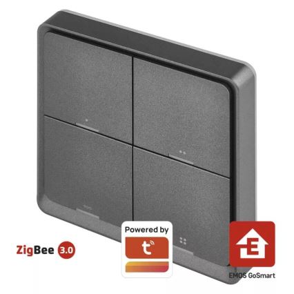 Вимикач 4-кнопковий GoSmart 1xCR2430 Tuya чорний