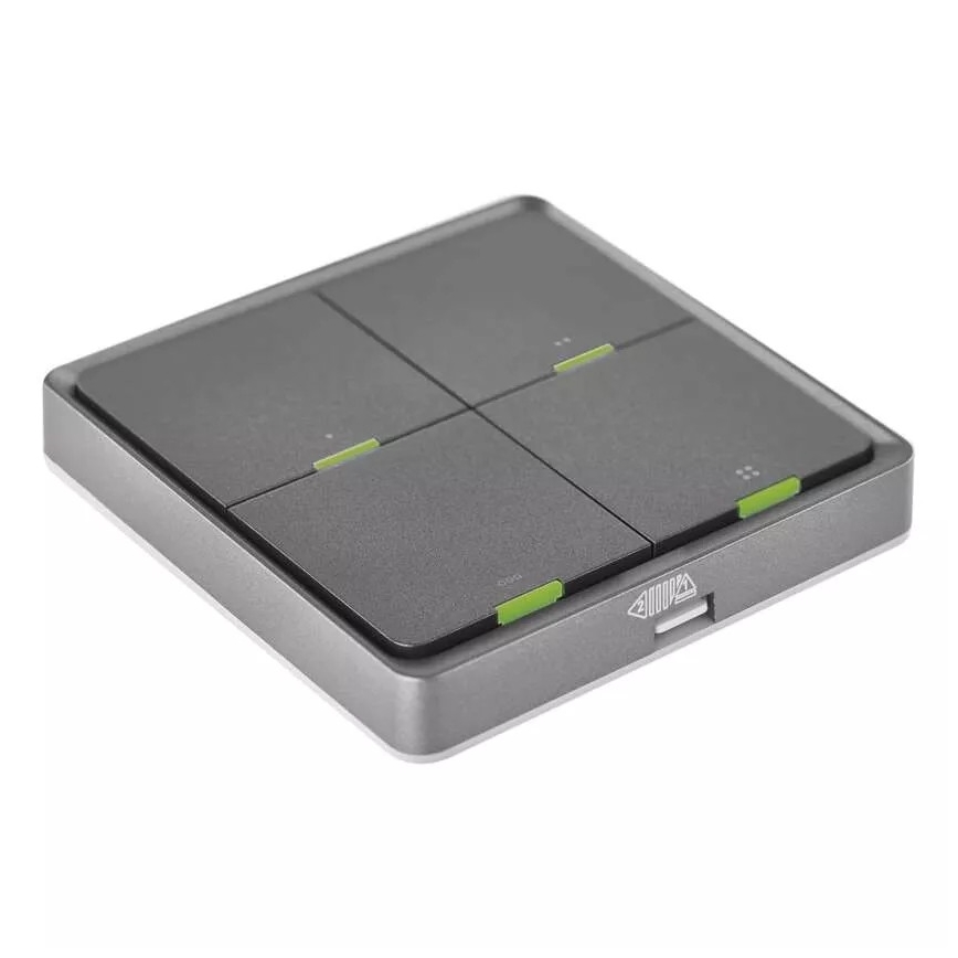 Вимикач 4-кнопковий GoSmart 1xCR2430 Tuya чорний
