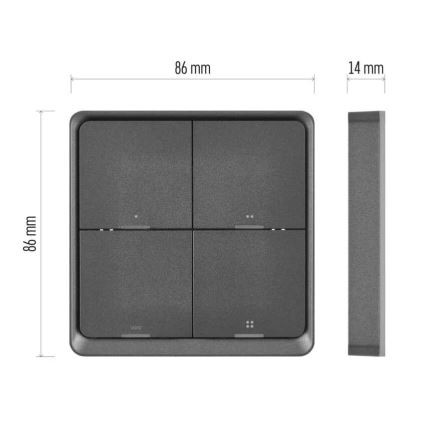 Вимикач 4-кнопковий GoSmart 1xCR2430 Tuya чорний