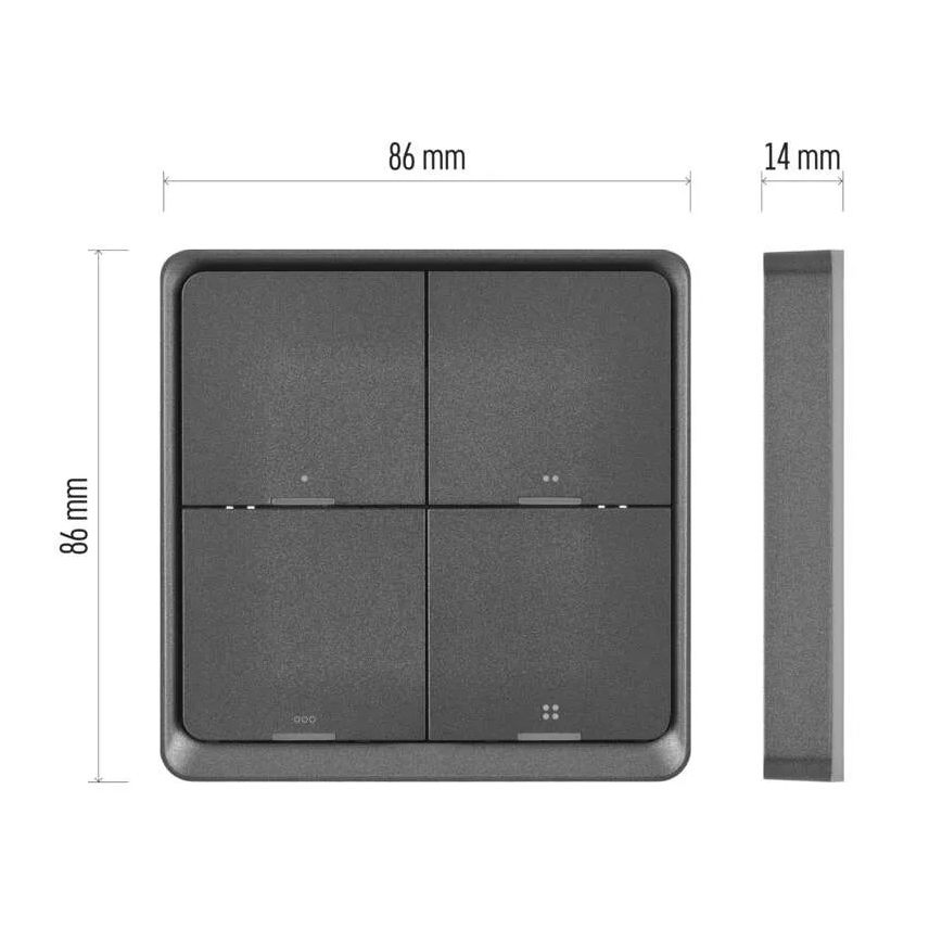 Вимикач 4-кнопковий GoSmart 1xCR2430 Tuya чорний