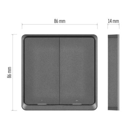 Вимикач 2-кнопковий GoSmart 1xCR2430 Tuya чорний