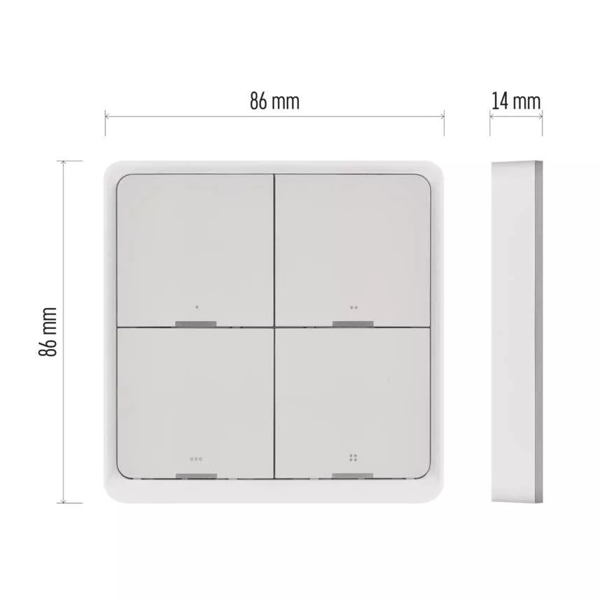 Вимикач 4-кнопковий GoSmart 1xCR2430 Tuya білий