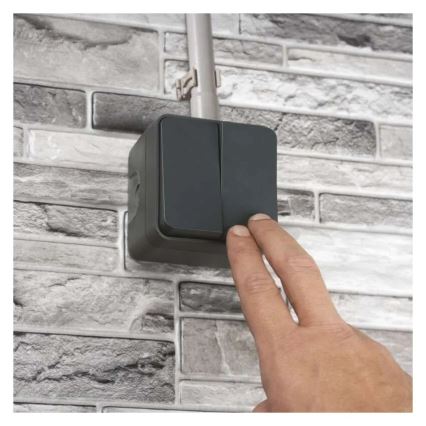 Вимикач для дому 2-кнопковий поперемінний № 6+6 IP55 антрацит