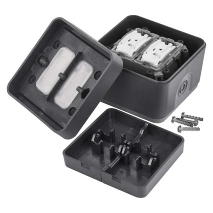 Вимикач для дому 2-кнопковий поперемінний № 6+6 IP55 антрацит