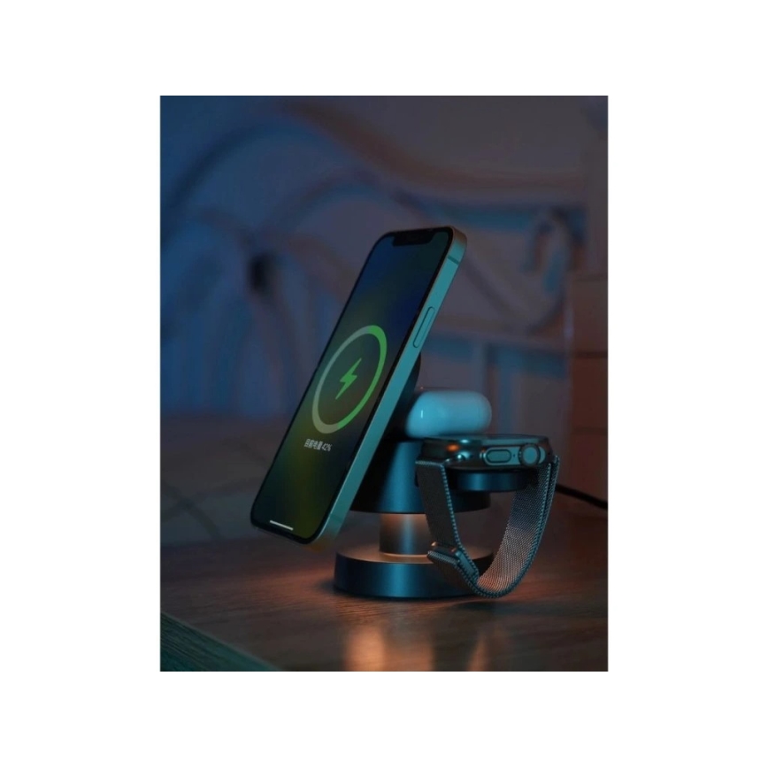 Віннер Груп - Бездротовий зарядний пристрій 4-в-1 MUSH8OOM 27 Вт антрацит