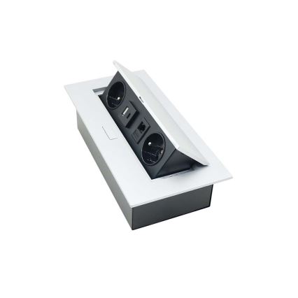 Висувний розетковий блок 2x 230V + USB-A 3,1A + USB-C 15,5W + RJ45 230V