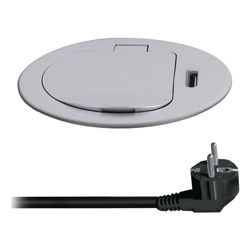 Висувний розетковий блок для столу 1x230V + USB-C Power Delivery срібний/чорний