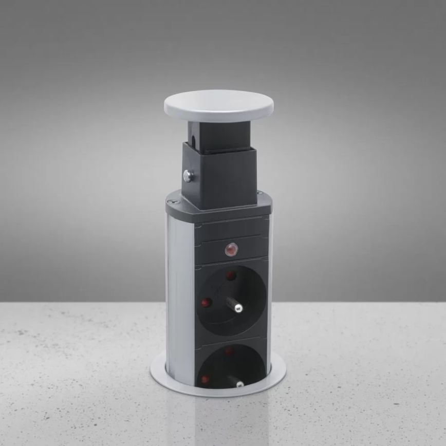 Висувний розетковий блок для столу 3x230V + 2xUSB