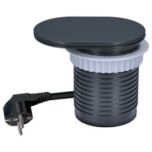 Висувний розетковий блок для столу 1x230V + USB-A + USB-C чорний
