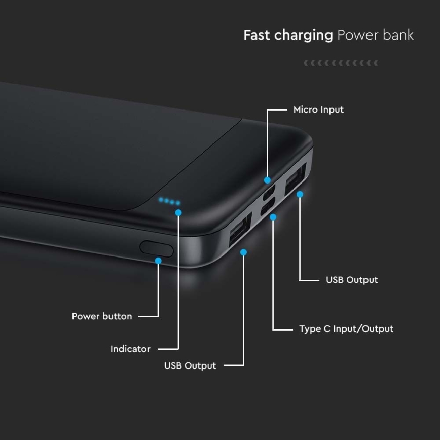 Внешний аккумулятор Power Delivery 10000mAh/22,5W/5V черный