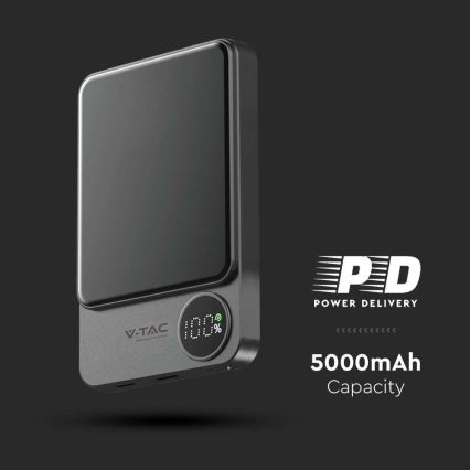 Внешний аккумулятор с магнитным дисплеем Power Delivery 5000mAh/20W/5V черный