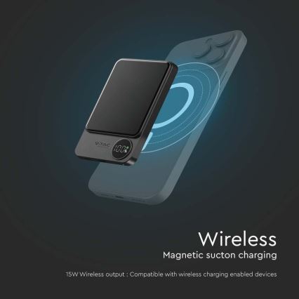 Внешний аккумулятор с магнитным дисплеем Power Delivery 5000mAh/20W/5V черный