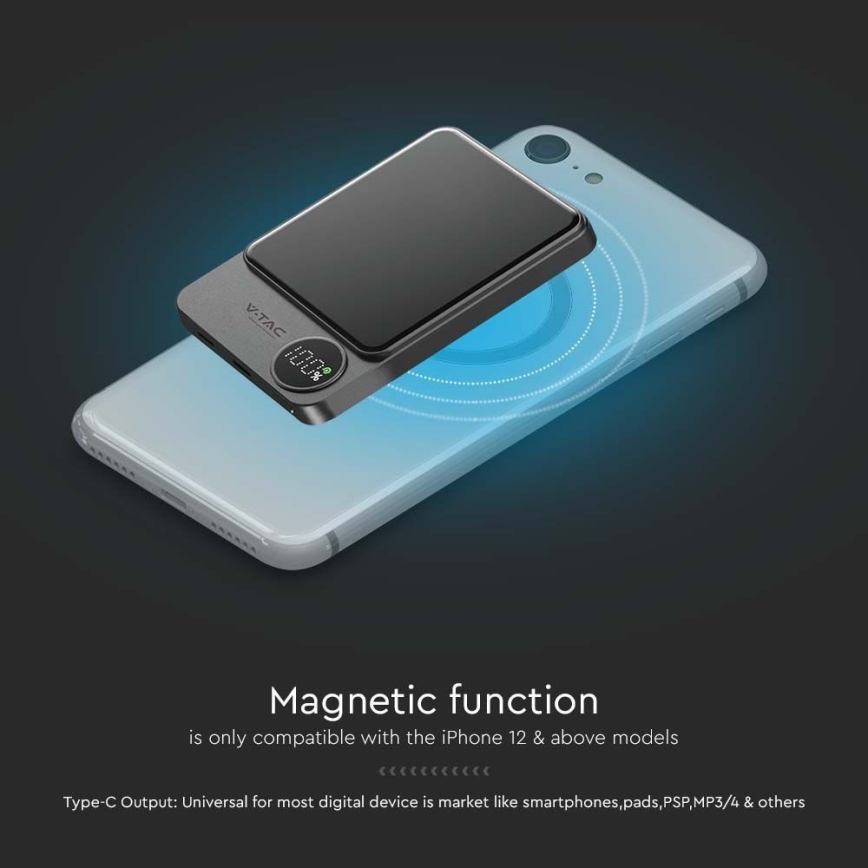 Внешний аккумулятор с магнитным дисплеем Power Delivery 5000mAh/20W/5V черный