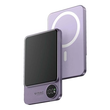 Внешний аккумулятор с магнитным дисплеем Power Delivery 5000mAh/20W/5V фиолетовый