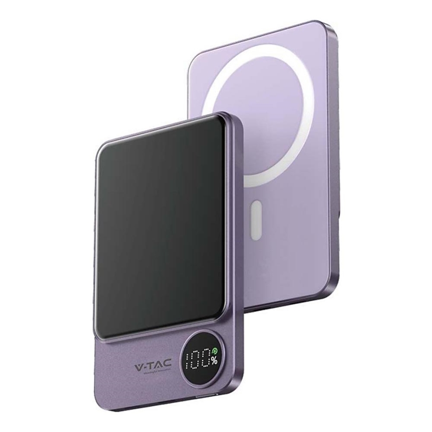 Внешний аккумулятор с магнитным дисплеем Power Delivery 5000mAh/20W/5V фиолетовый