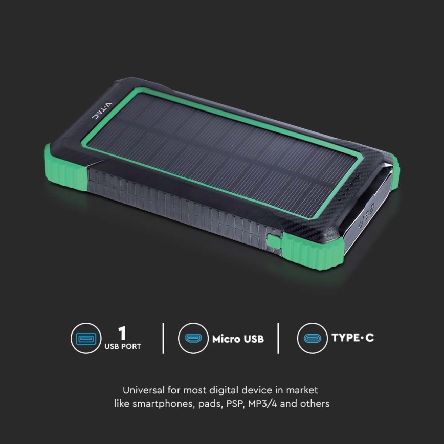 Внешний аккумулятор с солнечной батареей Power Delivery 10000mAh/10W/5V черный
