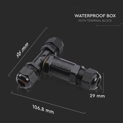 Водонепроницаемый соединительный разъем IP68 черный