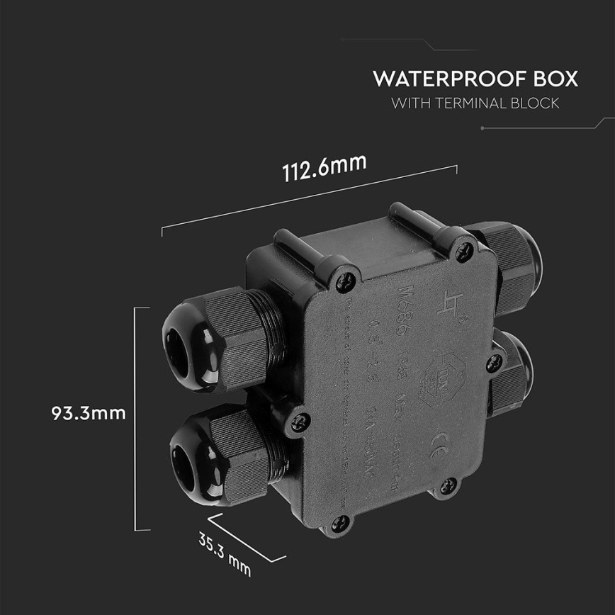 Водонепроникна розподільна коробка IP68 чорний