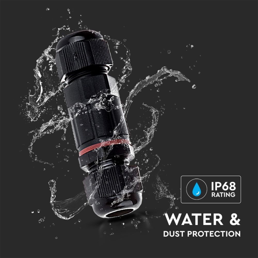 Водонепроникний з'єднувальний роз'єм IP68 чорний