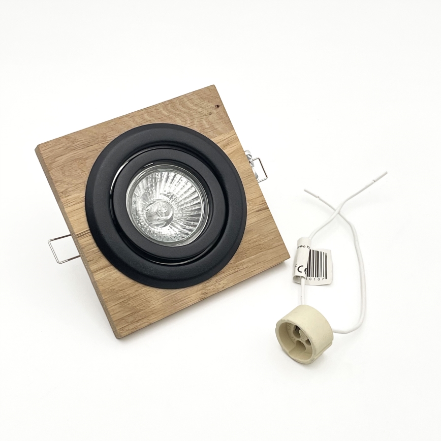 Встраиваемый потолочный светильник TOBBY 1xGU10/20W/230V 11,5x11,5 см дуб/чёрный