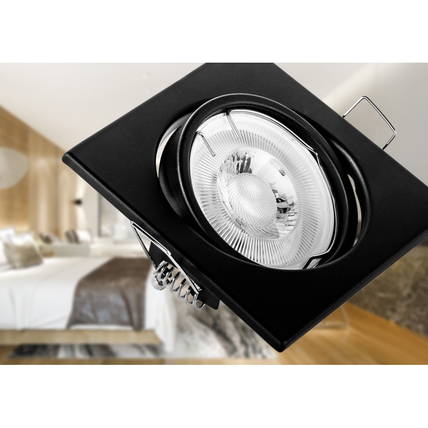 Встраиваемый потолочный светильник 1xGU10/MR16/10W/230V, 9x9 см, чёрный