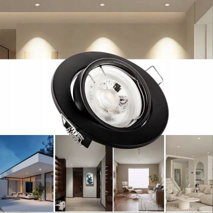 Встраиваемый потолочный светильник 1xGU10/MR16/10W/230V Ø 9 см черный