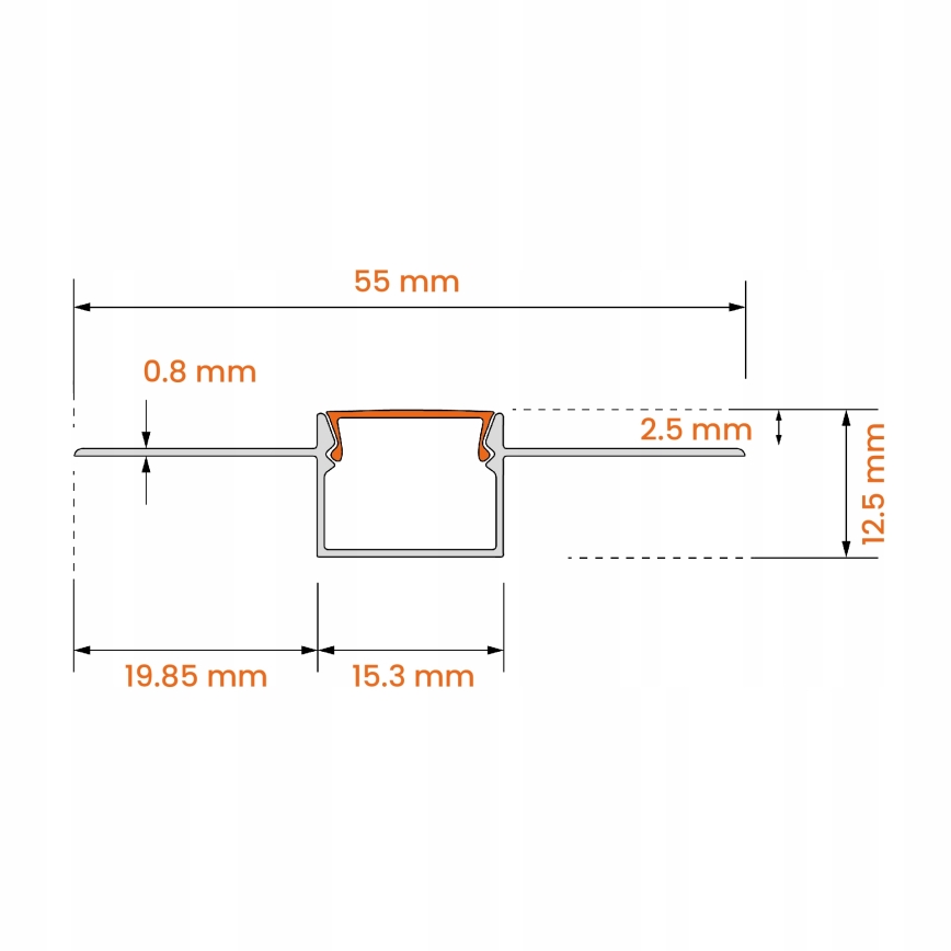 Встраиваемый профиль для LED-лент, 1 м, серебристый/белый