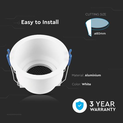 Встраиваемый светильник GU10, диаметр 9 см, белый