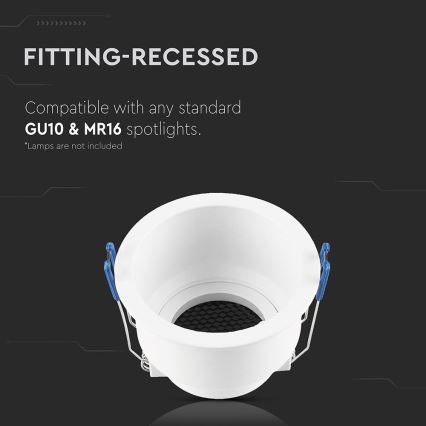 Встраиваемый светильник GU10, диаметр 9 см, белый