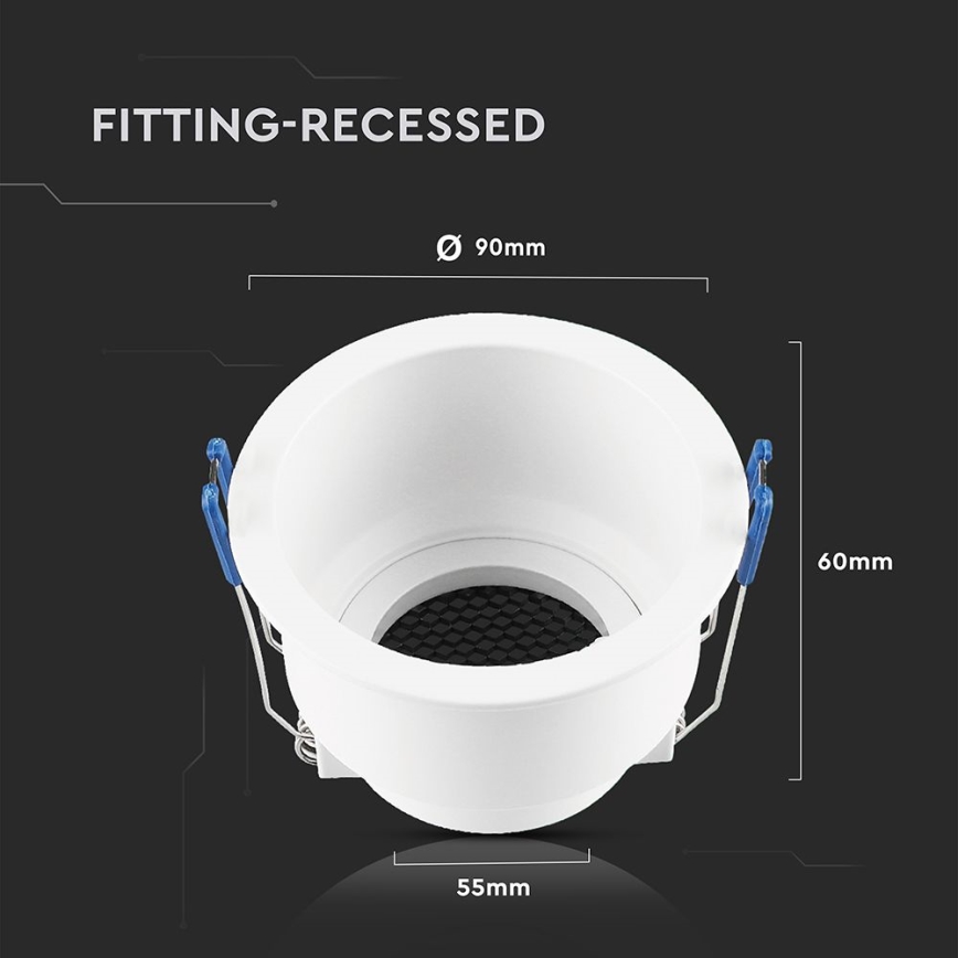Встраиваемый светильник GU10, диаметр 9 см, белый