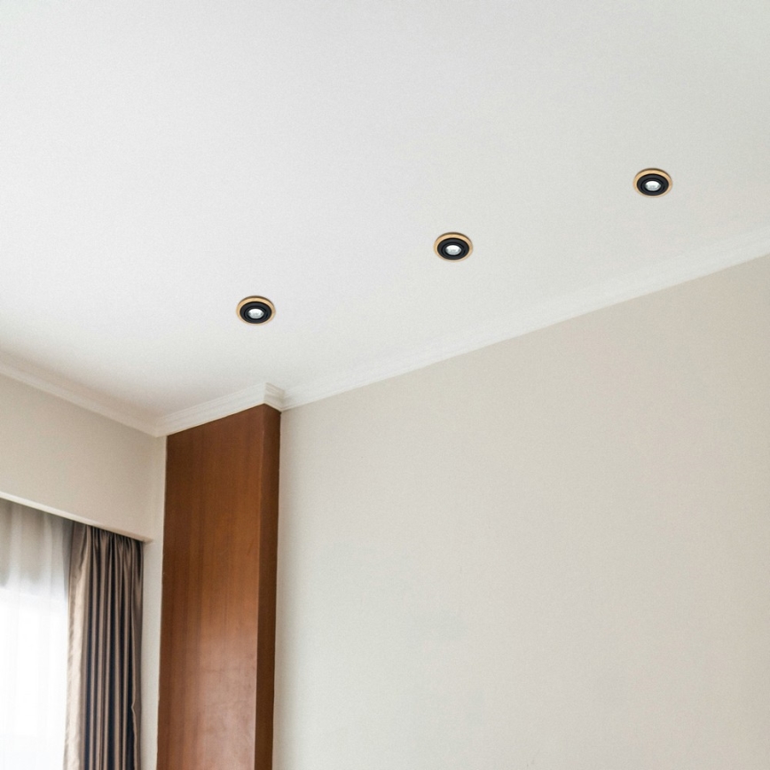 Встраиваемый светильник TOBBY 1xGU10/20W/230V, диаметр 11,5 см, дуб/чёрный