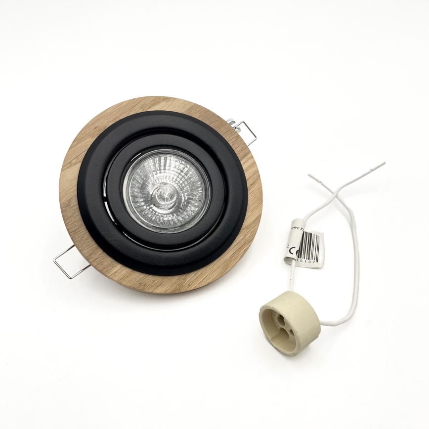 Встраиваемый светильник TOBBY 1xGU10/20W/230V, диаметр 11,5 см, дуб/чёрный