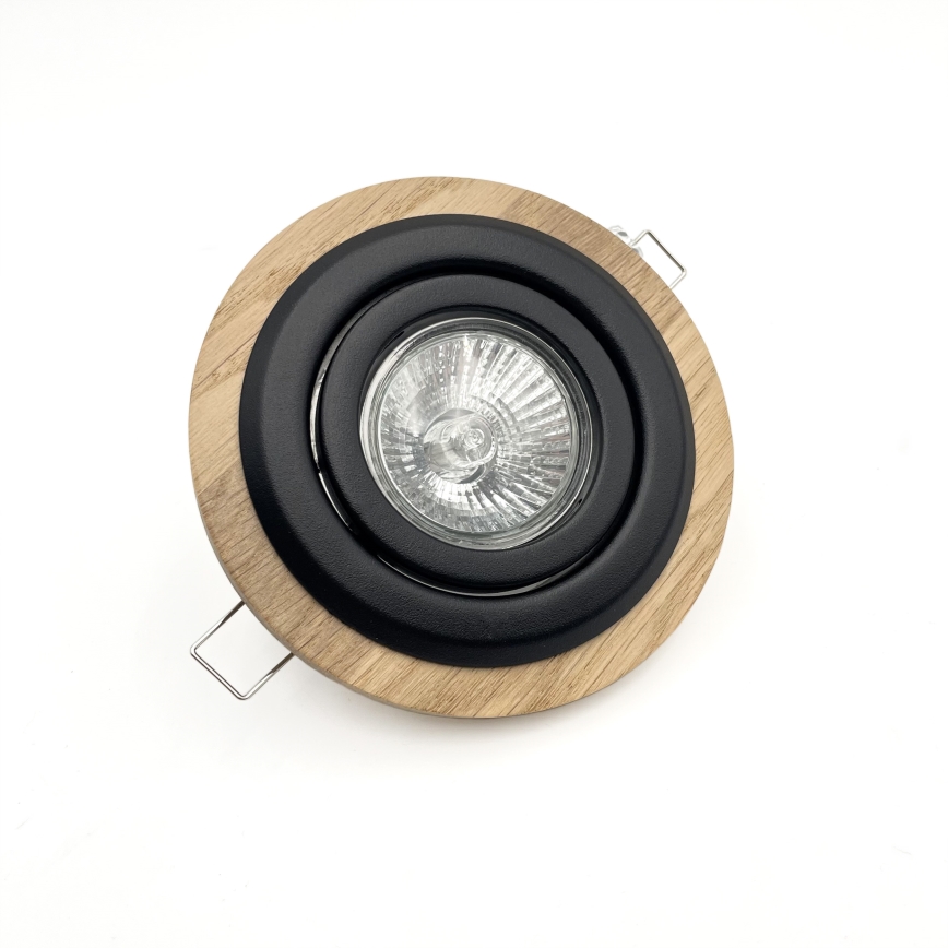 Встраиваемый светильник TOBBY 1xGU10/20W/230V, диаметр 11,5 см, дуб/чёрный
