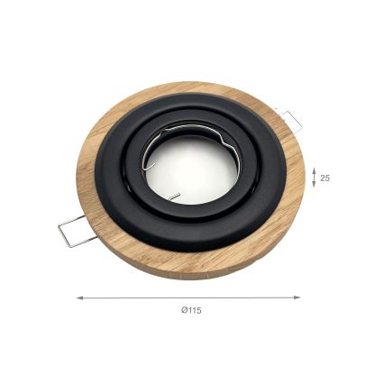 Встраиваемый светильник TOBBY 1xGU10/20W/230V, диаметр 11,5 см, дуб/чёрный