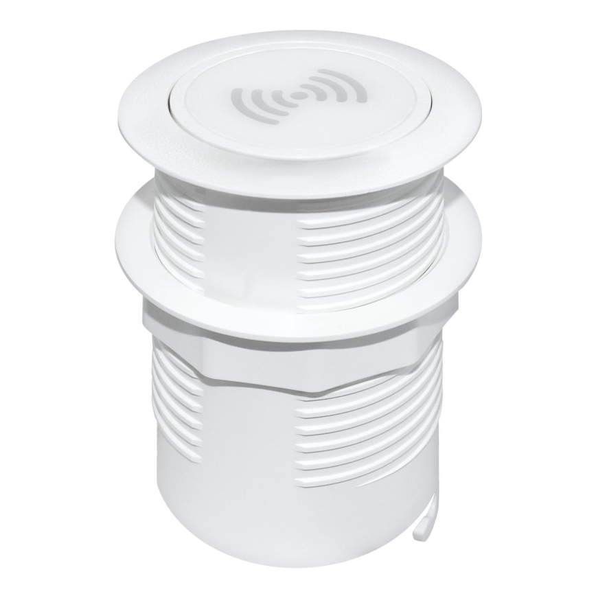 Встроенное беспроводное зарядное устройство + USB A+C белый