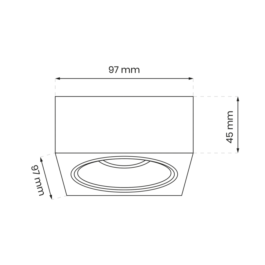 Встроенный точечный светильник BALI 1xGU5,3/MR16/25W/12V квадратный черный