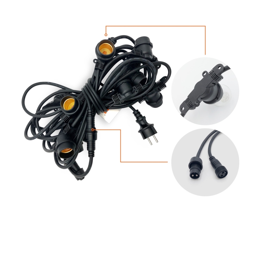 Вулична декоративна гірлянда MIMOSA 10xE27/1,3W/230V IP44 10 м