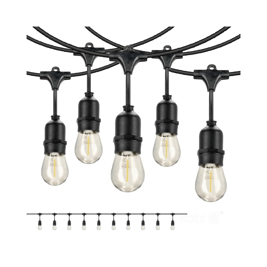 Вулична декоративна LED гірлянда BAJA ST64 10xE27/1W/230V 10,9м IP44 теплий білий